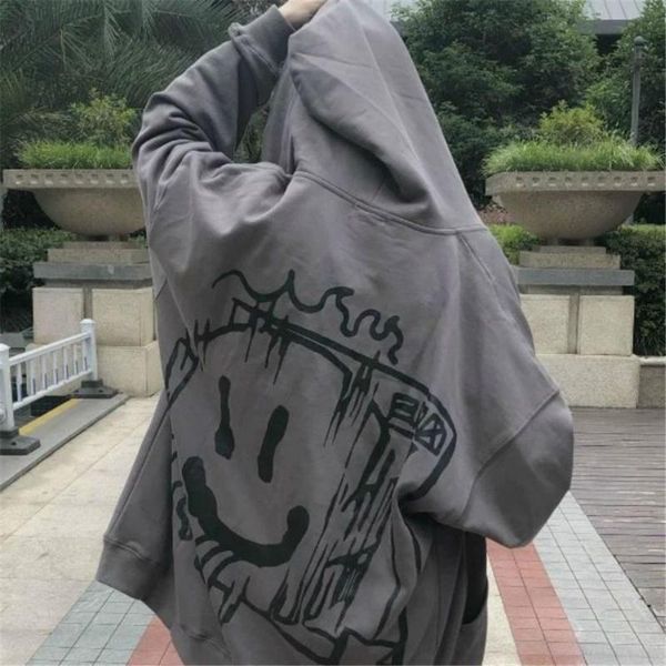 

men's hoodies & sweatshirts hip hop style spring autumn zipper jackets punk harajuku streetwear loose jacket men couple coats fashion, Black