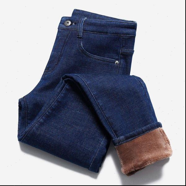 

winter warm womens jeans for women elastic female trousers velve thicken skinny black thick insulated, Blue