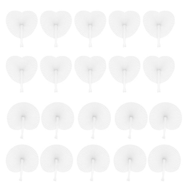 

other home decor 20pcs white folding fans round and heart shaped handheld paper