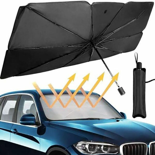 

black and silver universal summer car front gear sunshade screen heat insulation sunshield x1 windshield parasol