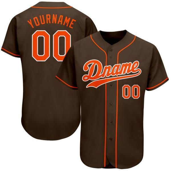

custom brown orange-white authentic baseball jersey, Blue;black