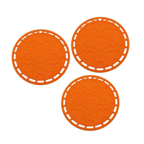 

mats & pads 3pcs cup kitchen multipurpose pad table heat resistant pot mat round silicone home non slip trivets placemat jar opener