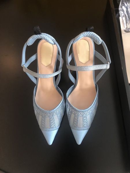 

2021 graceful streamlined slingback sandals mesh cloth silk light yarn veils fine gauze see through vamp heels shoes office and career party, Black