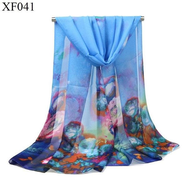 

scarves spring, summer, autumn and winter women's oil painting printed shawls seaside holiday thin beach, Blue;gray