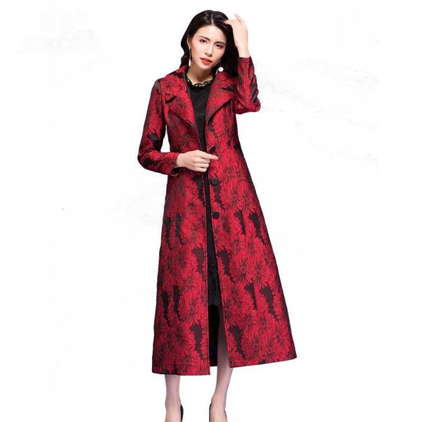 

women's trench coats 2021 spring autumn coat women fashion with belt vintage loose long windbreaker female casual print red abrigos muj, Tan;black