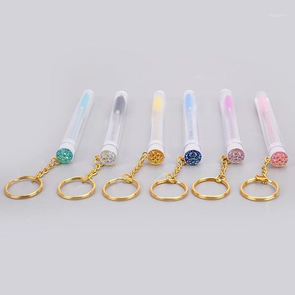 

disposable glitter eyelash brush with tube eyebrow mascara wand applicator for extension makeup brushes key chain1