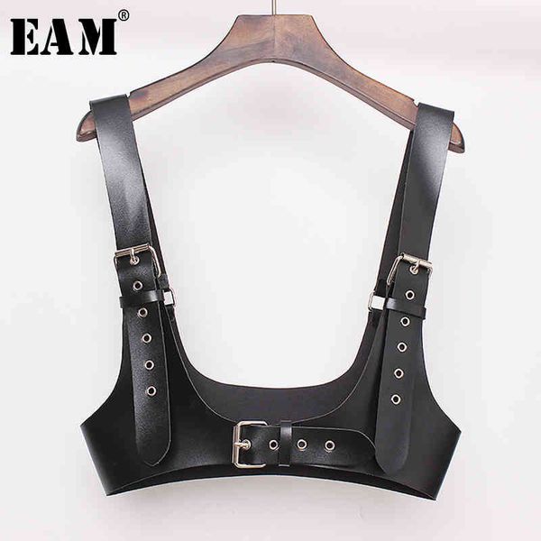 

[eam] new spring summer pu leather black buckle personality women wide strap belt fashion tide all-match jx461 210322, Black;brown