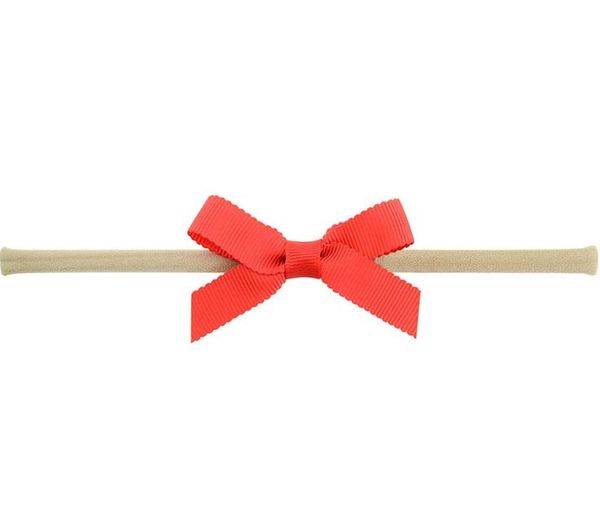 

cute lovely kids girls small bow tie headband grosgrain ribbon bow elastic hair bands newborn hair accessories, Slivery;white