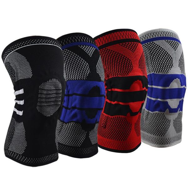 

sport knee-pad professional silicone anti-collision spring support basketball knee outdoor protective equipment cycling running elbow & pads, Black;gray