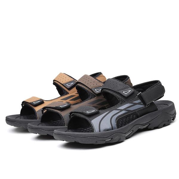 

sandals cuero outdoor sandalle uomo sandalias zandalias piel classic sandles ete rubber masculino sandalia sandals-men genuine leather, Black