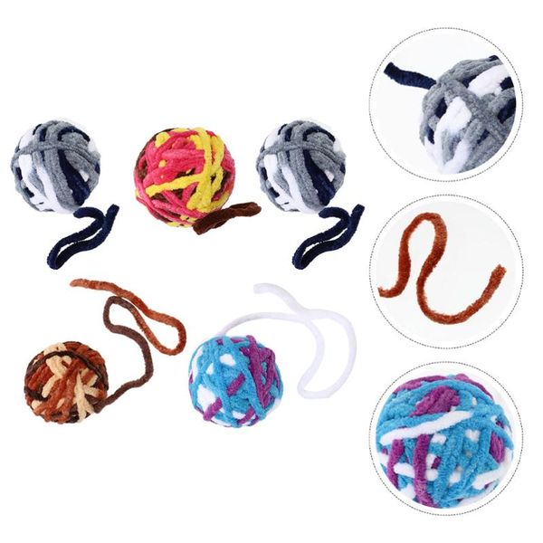 

cat toys 5pcs colorful built-in bell woolen yarn balls for pet kitten cats