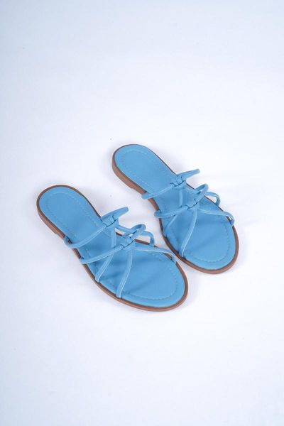 

slippers women's blue bias tape detailed flat, Black