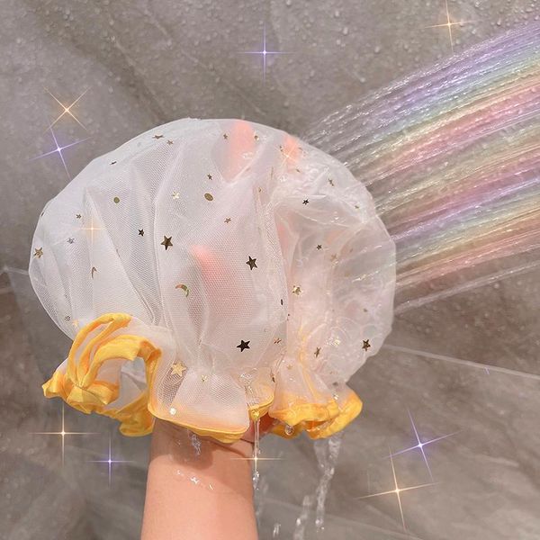 

waterproof shower cap thicken elastic bath hat bathing women spa accessory hair salon bathroom products caps