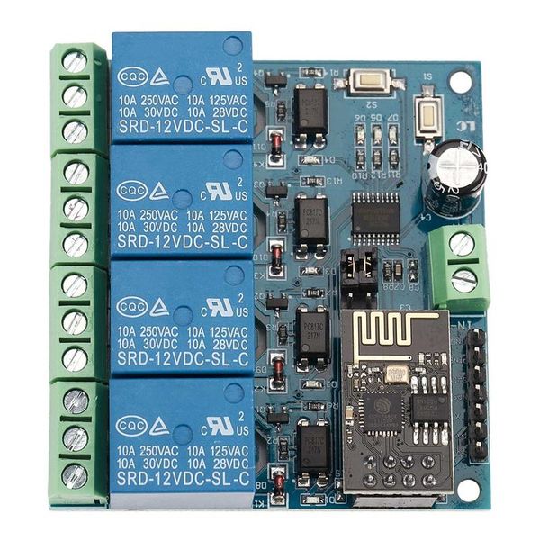 

smart home control 12v esp8266 four ways wifi relay iot cepphone app remote switch