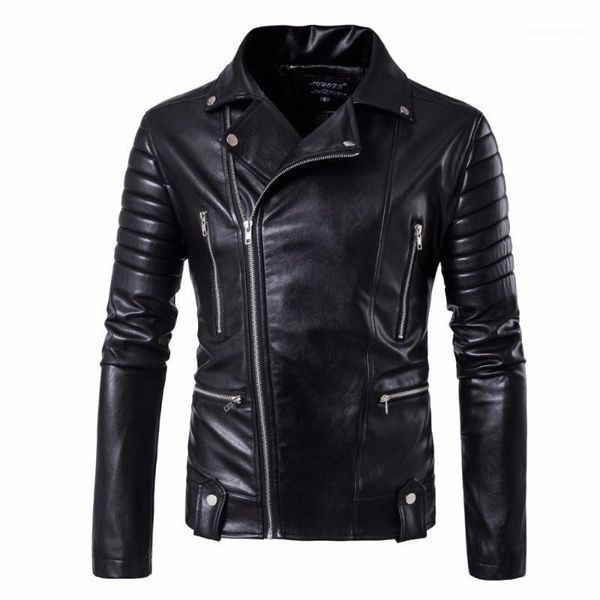 

men's fur & faux brand motorcycle leather jacket coats men 2021 autumn winter jaqueta de couro masculina casual outwear, Black