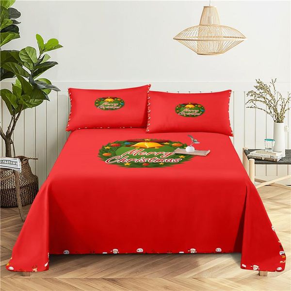

sheets & sets christmas atmosphere 0.9/1.2/1.5/1.8/2.0m digital printing polyester bed flat sheet with case print bedding set