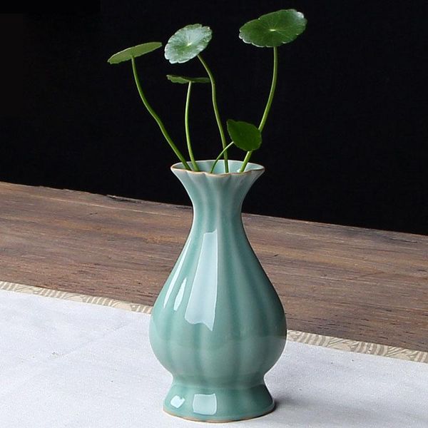 

vases chinese modern celadon ceramic flower vase home decoration plant holder desk hydroponics device room decor