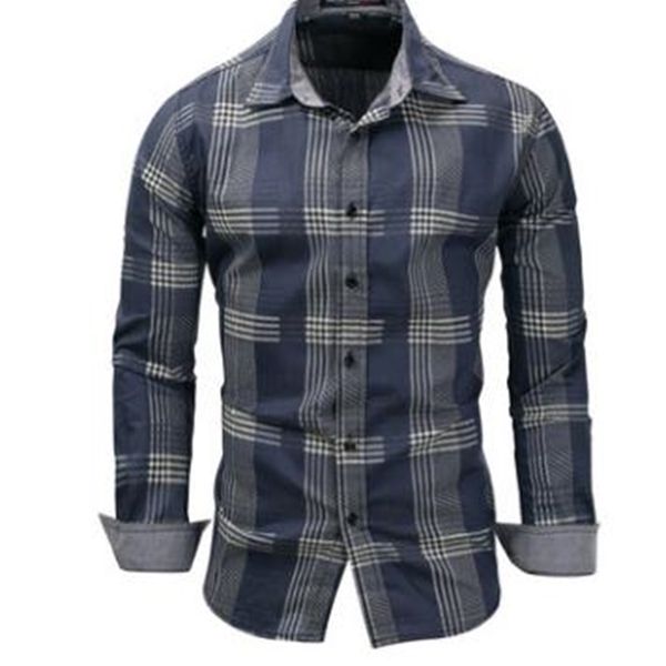 

men's casual shirts est large size denim plaid leisure long sleeves male single breasted europe /3xl blouse j2467 tzot, White;black