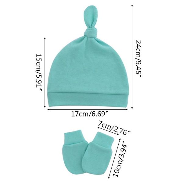 

caps & hats 4x7c baby anti-scratching gloves knotted hat set born mittens warm beanie cap kit infants shower gifts, Yellow