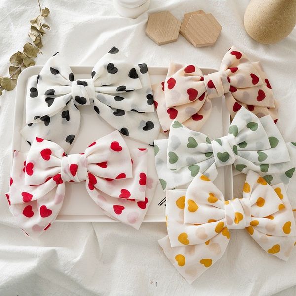 

three layers hair bows chiffon hairpins woman girls bowknot clips heart hair grip, Slivery;white