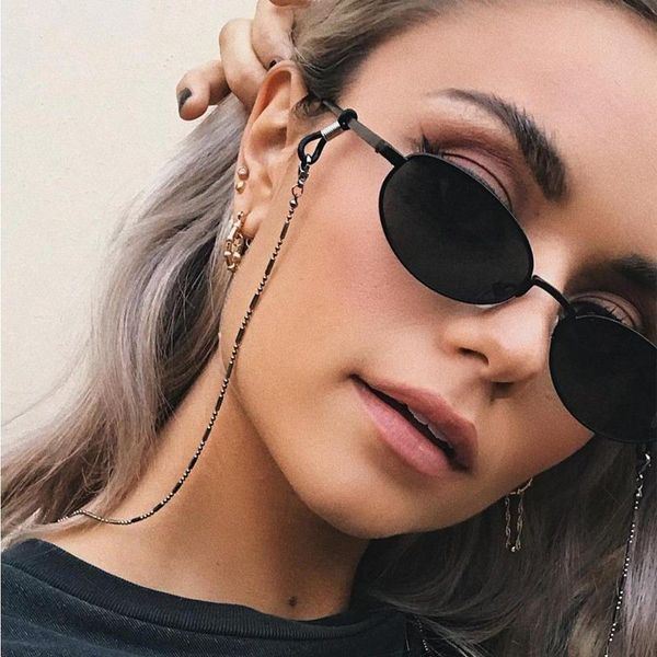 

sunglasses frames minimalist style balck bead chain eyeglass lanyard reading glasses chains women accessories hold straps cords, Silver