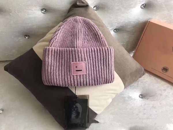 

hat full package nordic style ac smiling face square label crimped wool cold couple, Blue;gray