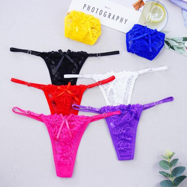 

women's panties 3 styles/parties thongs women g string lace see slippers adjustable girls underwear transparent hollow erotica lingerie, Black;pink