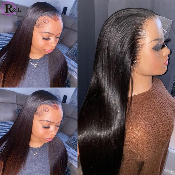 

lace wigs rulinda 13x4 straight front human hair brazilian remy with baby hairnatural color, Black;brown