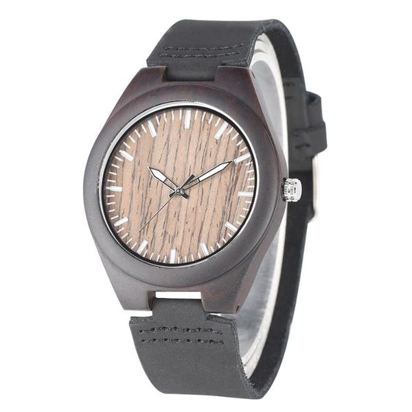 

wristwatches coffee brown dial design wood watch casual men's genuine leather wristwatch for men minimalist black wooden clock quartz, Slivery;brown