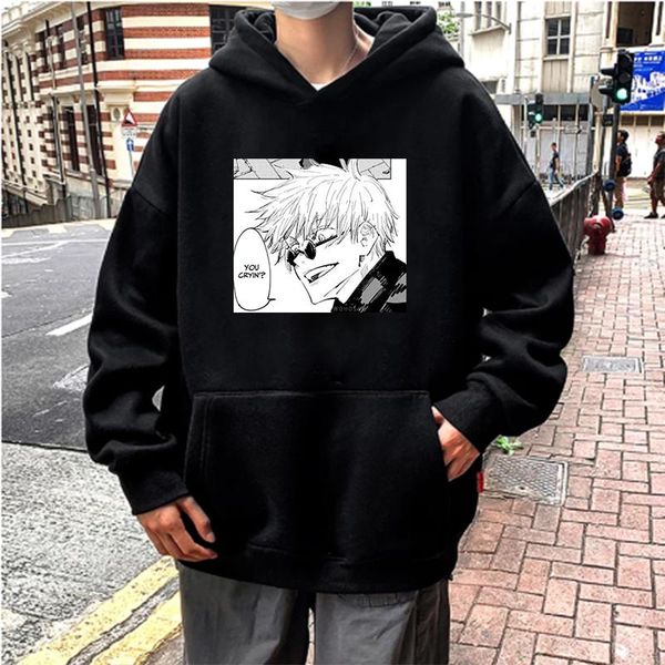 

men's hoodies & sweatshirts japanese anime jujutsu kaisen gojo satoru manga graphic hoodie sweatshirt women harajukju cartoon oversize, Black