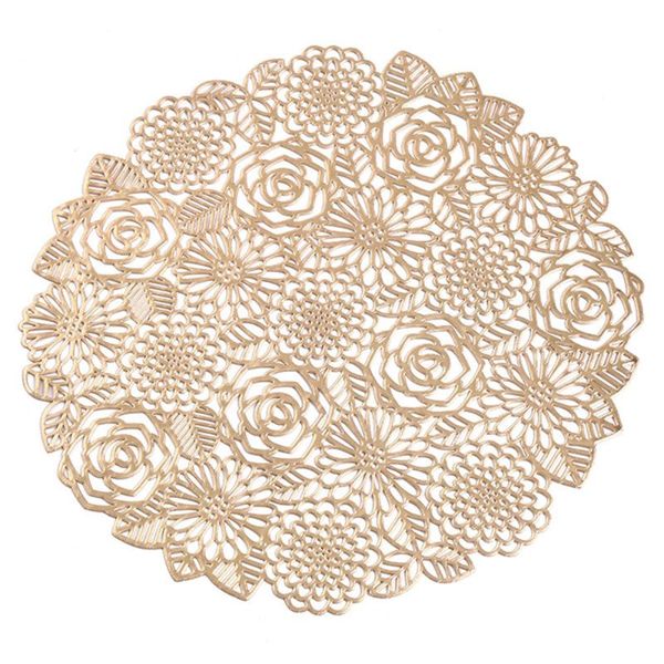 

mats & pads 38cm round placemat rose stitching table mat placemats coasters silver bronzing gold pvc