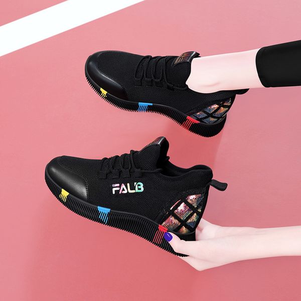

inner heightening women's shoes 2021 new autumn black light soft sole running versatile sports casual travel