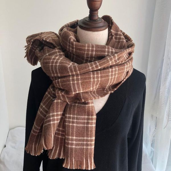 

scarves fashion winter plaid women scarf warmer shawls luxury gift for ladies knitting lattice cashmere pashmina, Blue;gray