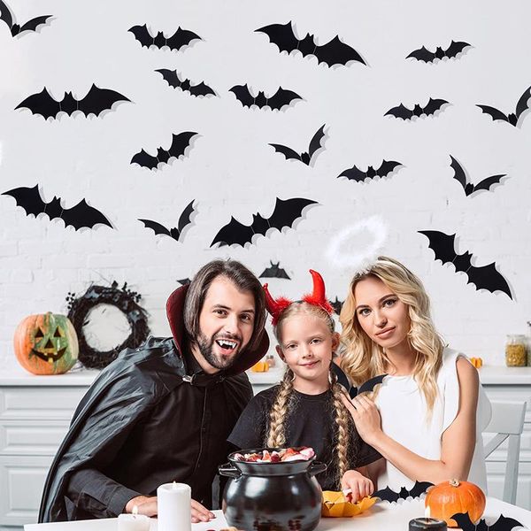 

wall stickers 3d bats sticker removeble self-adhesive creative halloween art decoration for home bedroom bathroom ali88