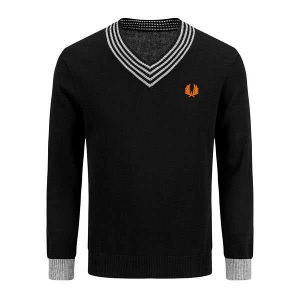 

men knit sweater pullover black hong kong style classical v-neck striped autumn fashion korean fashion clothing solid color, White;black
