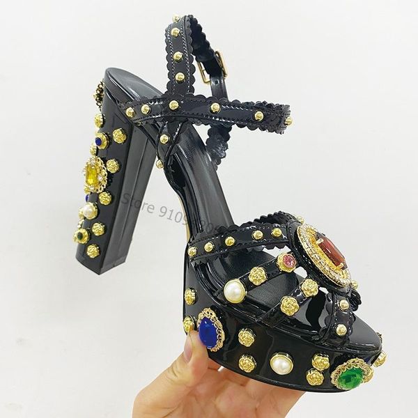 

sandals ladies platform fashion black chunky high heels women's party shoes woman