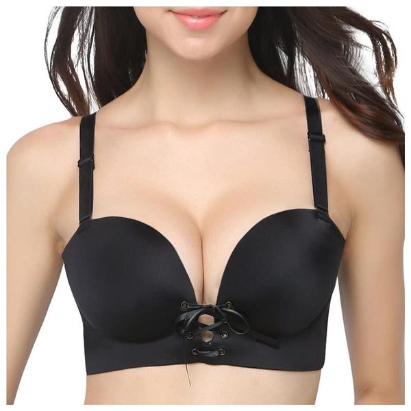 

bras fashsiualy female vest front zipper push up bra full cup lace for women bralette plus size seamless wireless 2021, Red;black