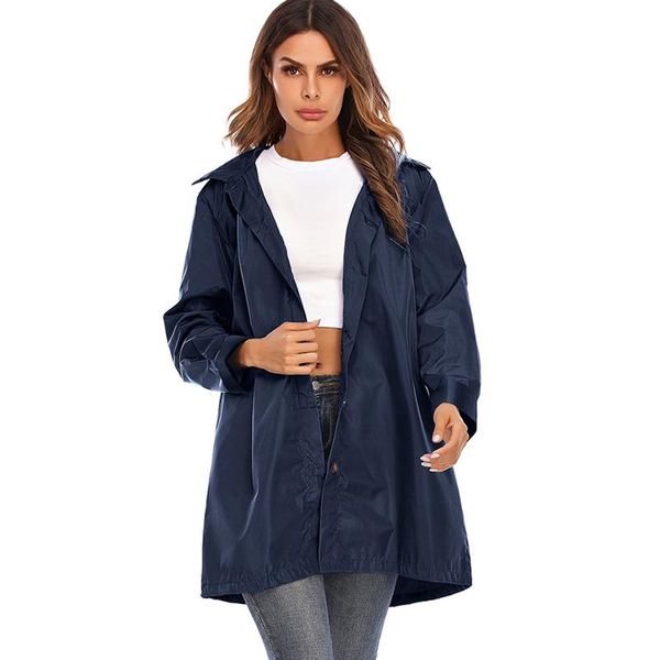 

autumn women hooded coat detachable hood waterproof quick-dry long sleeve side pockets lightweight outdoor trench coats women's, Tan;black