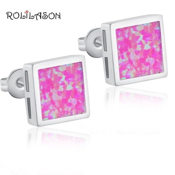 

stud wholesale & retail fashion jewelry violet fire opal silver stamped earrings oe124 party birthday gift, Golden;silver