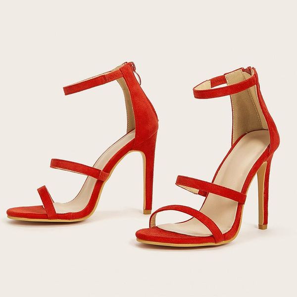 

summer women high heels gladiator sandals red stiletto bridal wedding open toe zipper ladies party shoes, Black