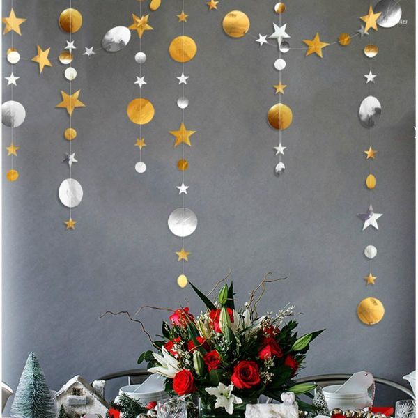 

christmas decorations 4m gold silver star paper garlands pendant ornaments for home accessories year noel supplies1