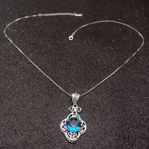 

pendant necklaces hermosa glowing fashion shiny bluez silver color for women charms chain necklace 20 inch