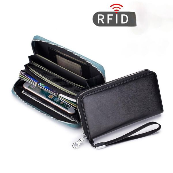 

card holders luxury designer purses handbags genuine leather small anti rfid women men wallet id holder bank clutch coin zipper, Brown;gray