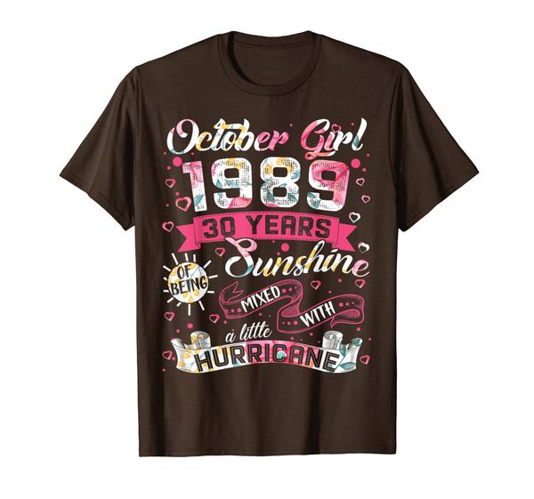 

classic 30th birthday gift for women vintage october 1989 t-shirt, White;black