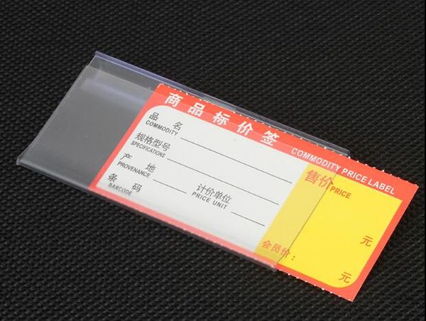 

100pcs wholesale clear pvc plastic price tag sign label display holder advertising promotion card for store shelf hook rack or supermarket f