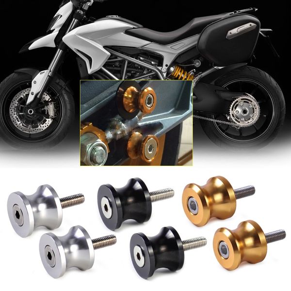 

Алюминий с ЧПУ M6 Swingarm Катушки Ползунки подходят для Aprilia Ducati Триумф Yamaha FZ1 FZ6 FZ6R MT-01
