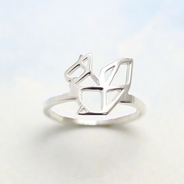 

30pcs- r025 cute squirrel rings simple paper origami squirrel ring outline modern minimalist animal rings for ladies women, Golden;silver