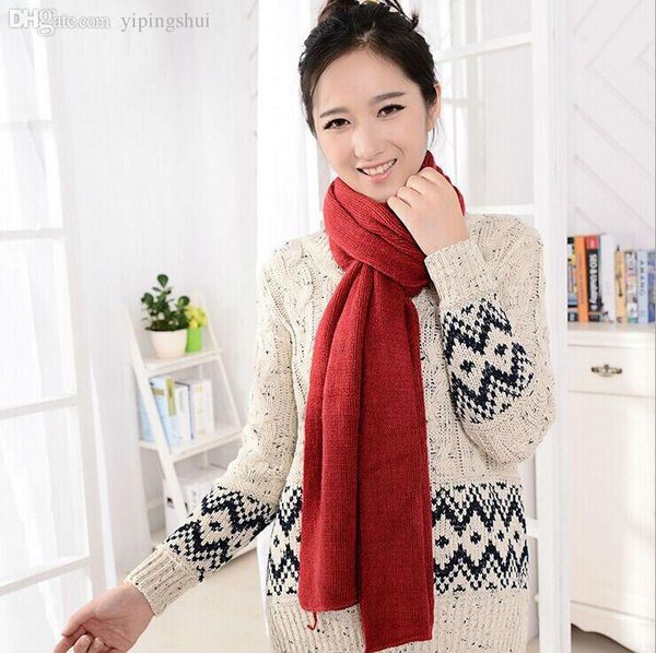 

wholesale-fashion knitted scarf solid long warm wrap shawl, Blue;gray