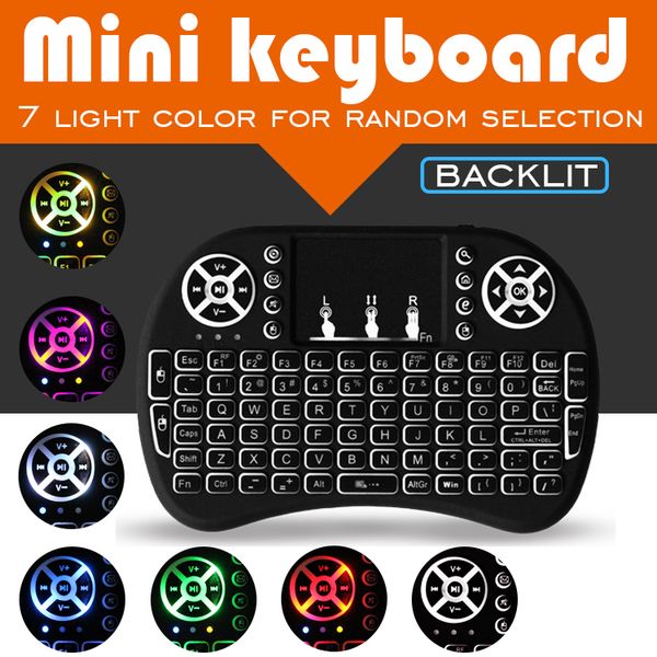 

Gaming keyboard rii i8 mini wirele mou e 2 4g handheld touchpad rechargeable battery fly air mou e remote control with 7 color backlight