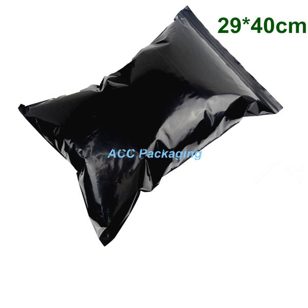 Commercio all'ingrosso 150 Pz / lotto 29 * 40 cm Smellproof Solid Black Zipper Lock Bag Impugnatura in plastica Seal Zipper Storage Bag Self Sealing Pouch Packaging